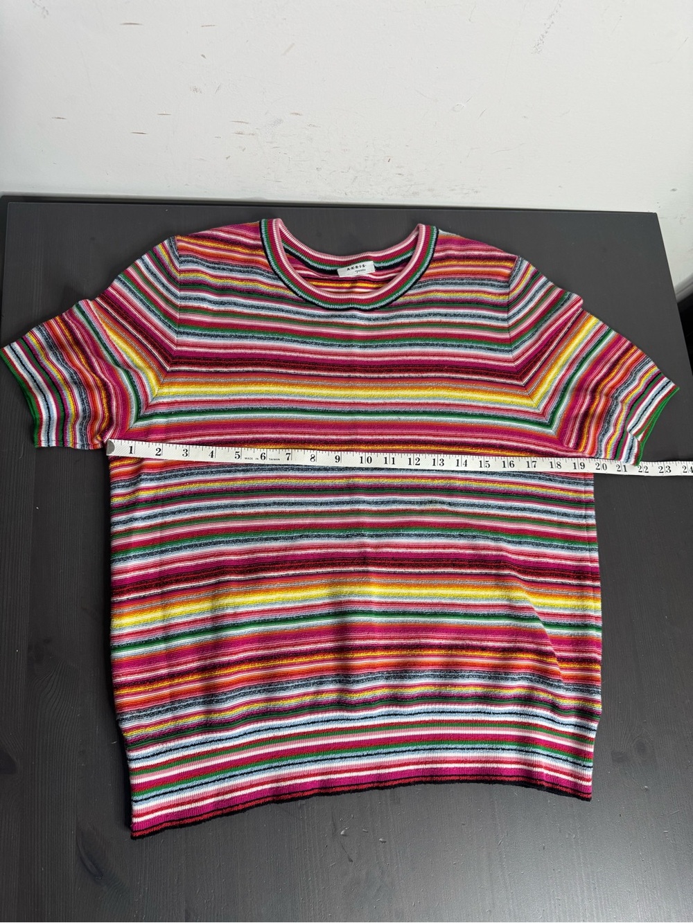 Akris Punto Short-sleeved Striped Knit Multicolor Top - Picture 8 of 9